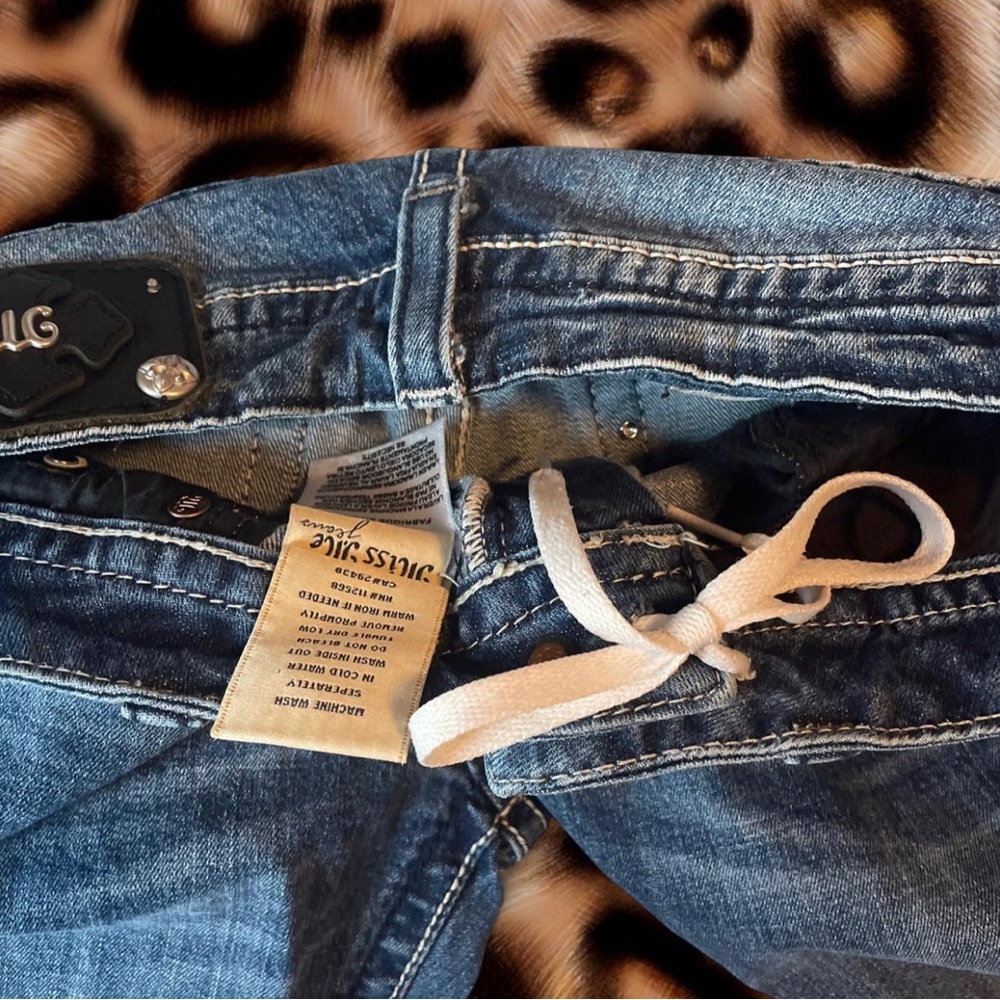 Miss Me Dark Blue Boot Cut Jeans with Embroidered Butterfly Pockets - Picture 5 of 5